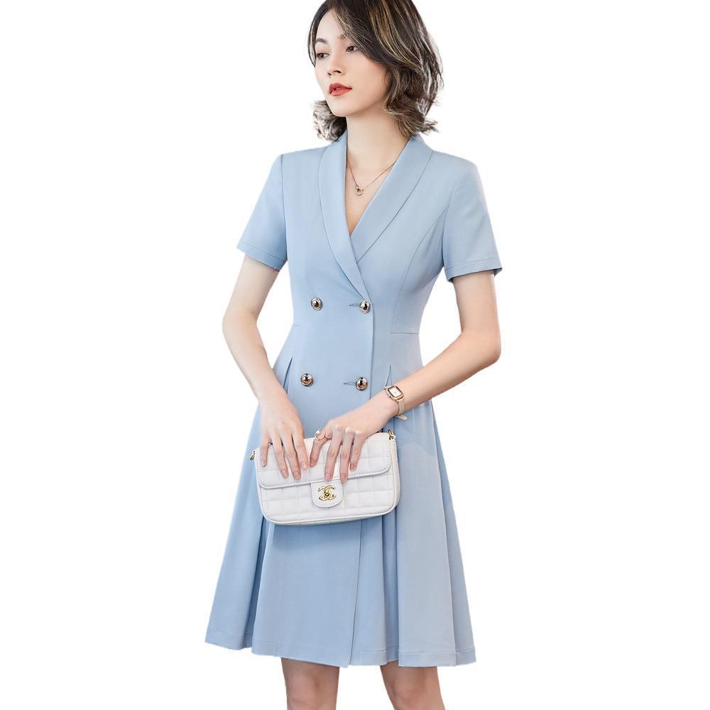 全3色★S～5L★ OL 通勤 オフィス着 ビジネス 制服  上品感　タック入り　無地ワンピース