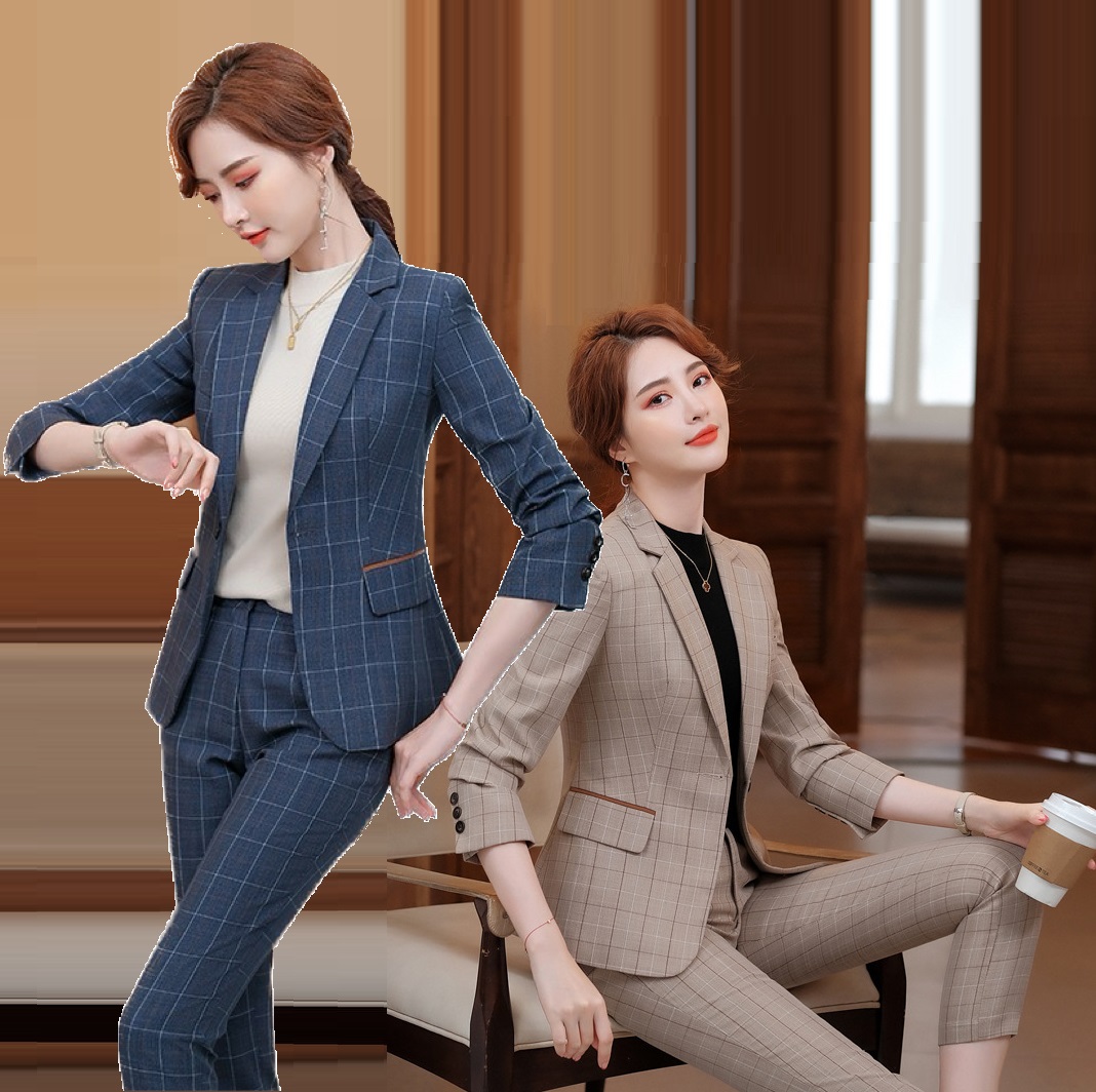 全3色★S～5L★しっかり素材感 OL 通勤 オフィス パーティー  出かけ おしゃれチエック柄スーツセット